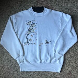 Vintage Morning Sun Women’s Pullover Size Medium Made In USA Birds In A Tree